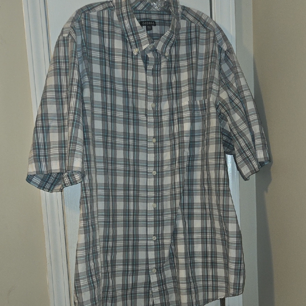 George Green and Gray Casual Button Down Shirt